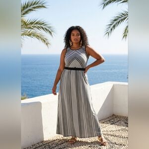 Daisy Fuentes Striped Maxi Dress